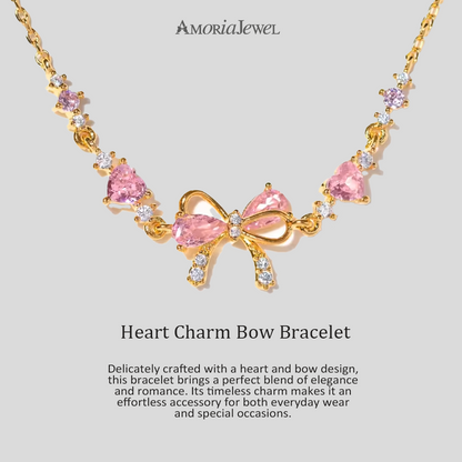 AmoriaJewel Heart Charm Bow Bracelet