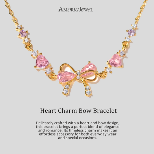 AmoriaJewel Heart Charm Bow Bracelet