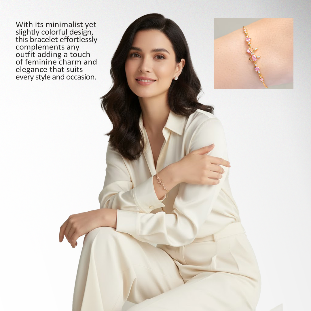 AmoriaJewel Heart Charm Bow Bracelet