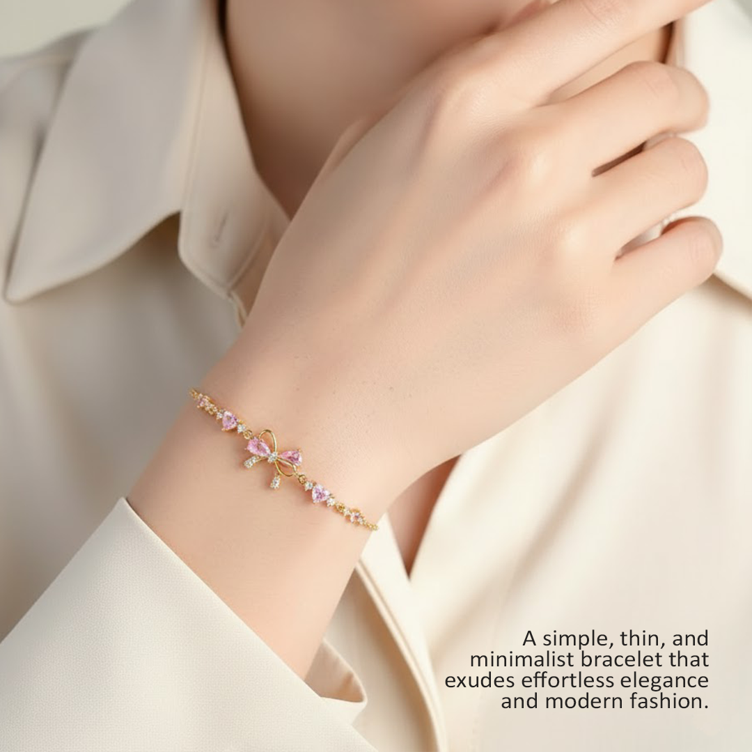 AmoriaJewel Heart Charm Bow Bracelet