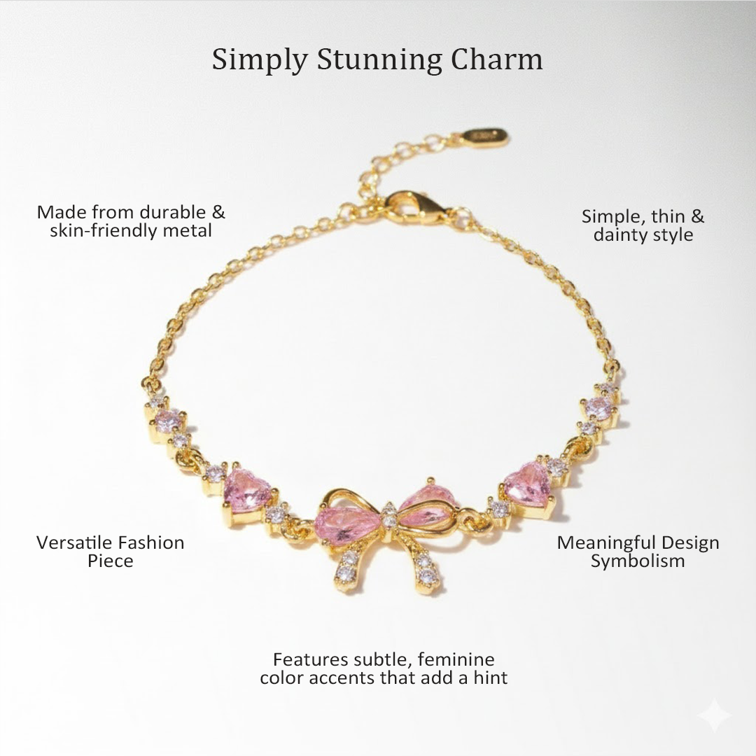 AmoriaJewel Heart Charm Bow Bracelet