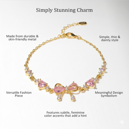 AmoriaJewel Heart Charm Bow Bracelet