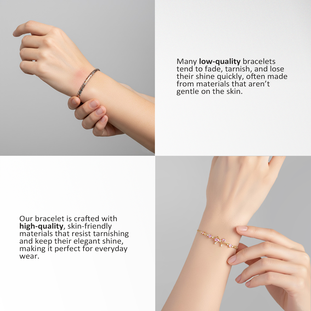 AmoriaJewel Heart Charm Bow Bracelet