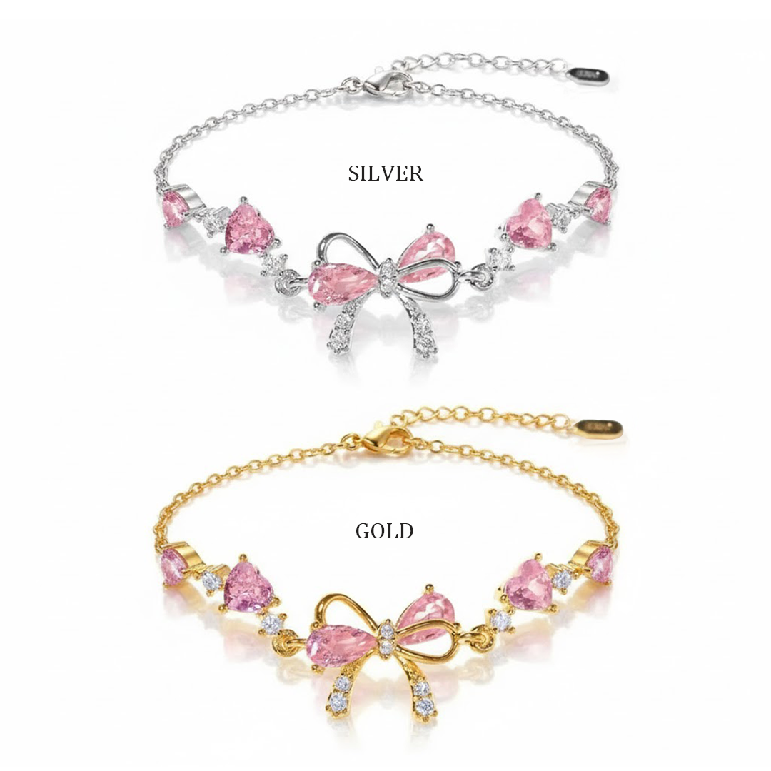AmoriaJewel Heart Charm Bow Bracelet
